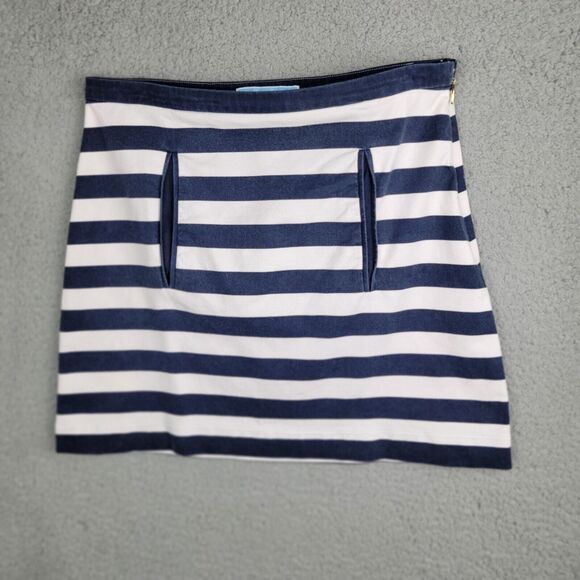 Draper James Miniskirt Womens Size 8  Navy Blue White Striped Size Zipper - Picture 6 of 13